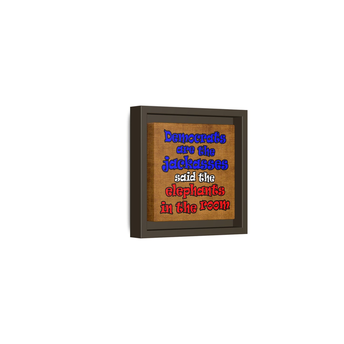 donkeys and elephants - framed canvas art (brown papyrus)