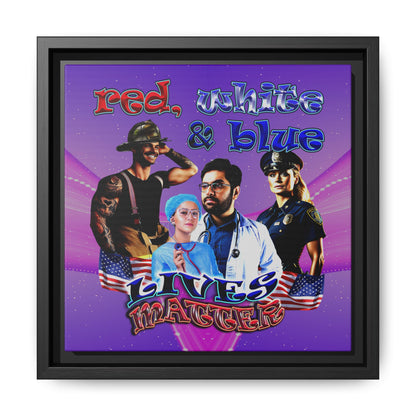 rw&b lives matter - framed canvas art (purple-pink wave)