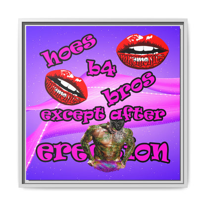 hoes b4 bros - framed canvas art (purple-pink wave)
