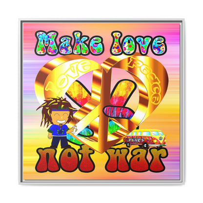 love peace - framed canvas art (color blur)