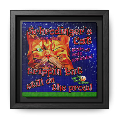 schrodinger's cat - framed canvas art ('snoops' background)