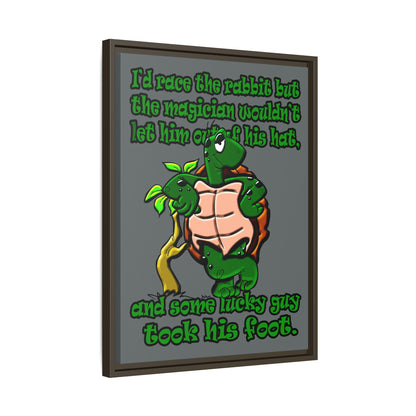 turtle race - framed canvas art (dark grey)