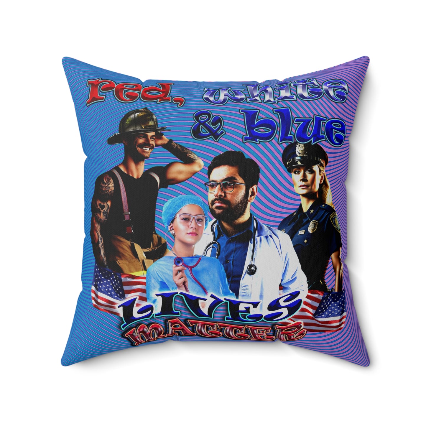 rw&b lives matter - Spun Polyester Square Pillow - (light blue-purple wave)