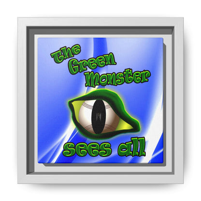 green monster - framed canvas art (blue-white wave)