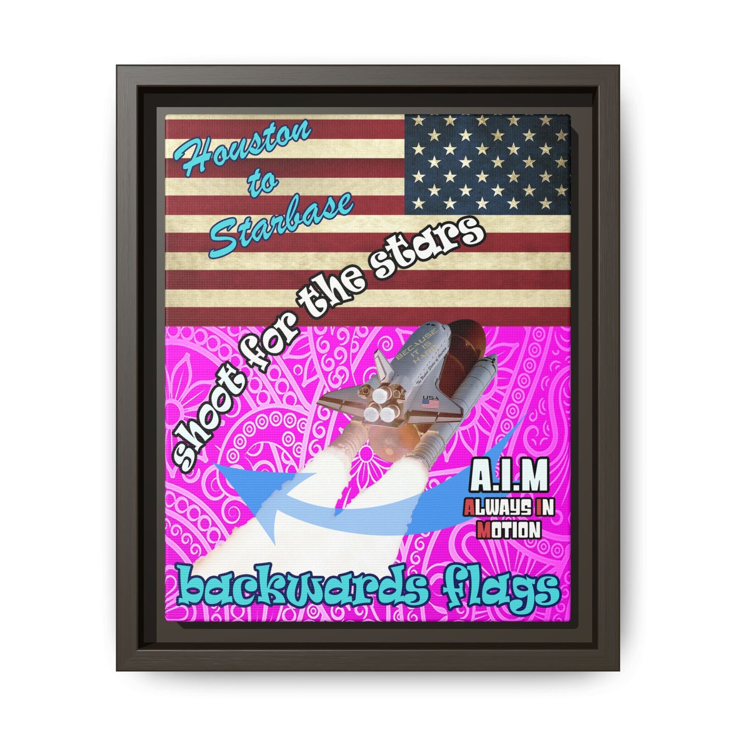 shoot for the stars - framed canvas art (pink swirl)