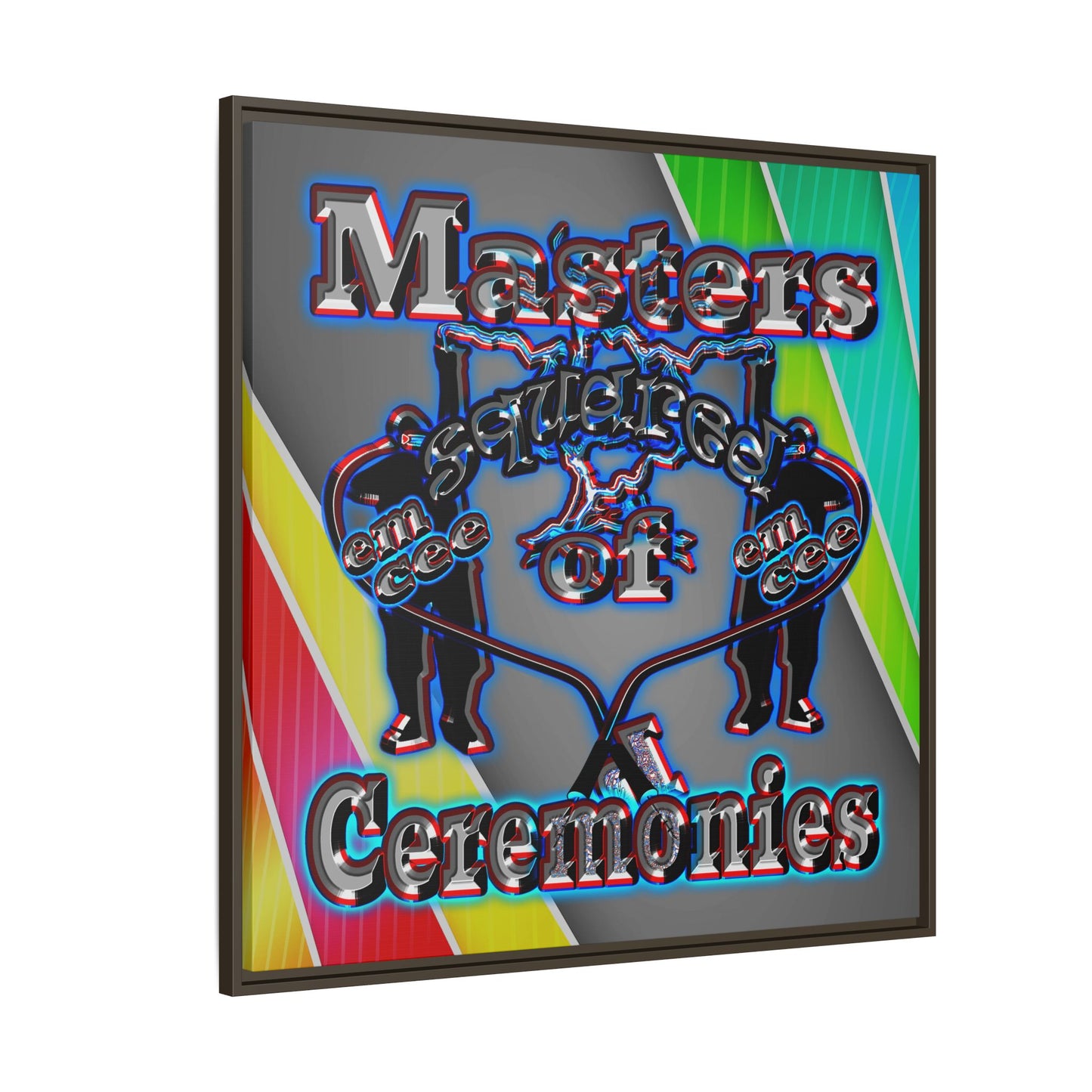em cee squared - framed canvas art (rainbow split)