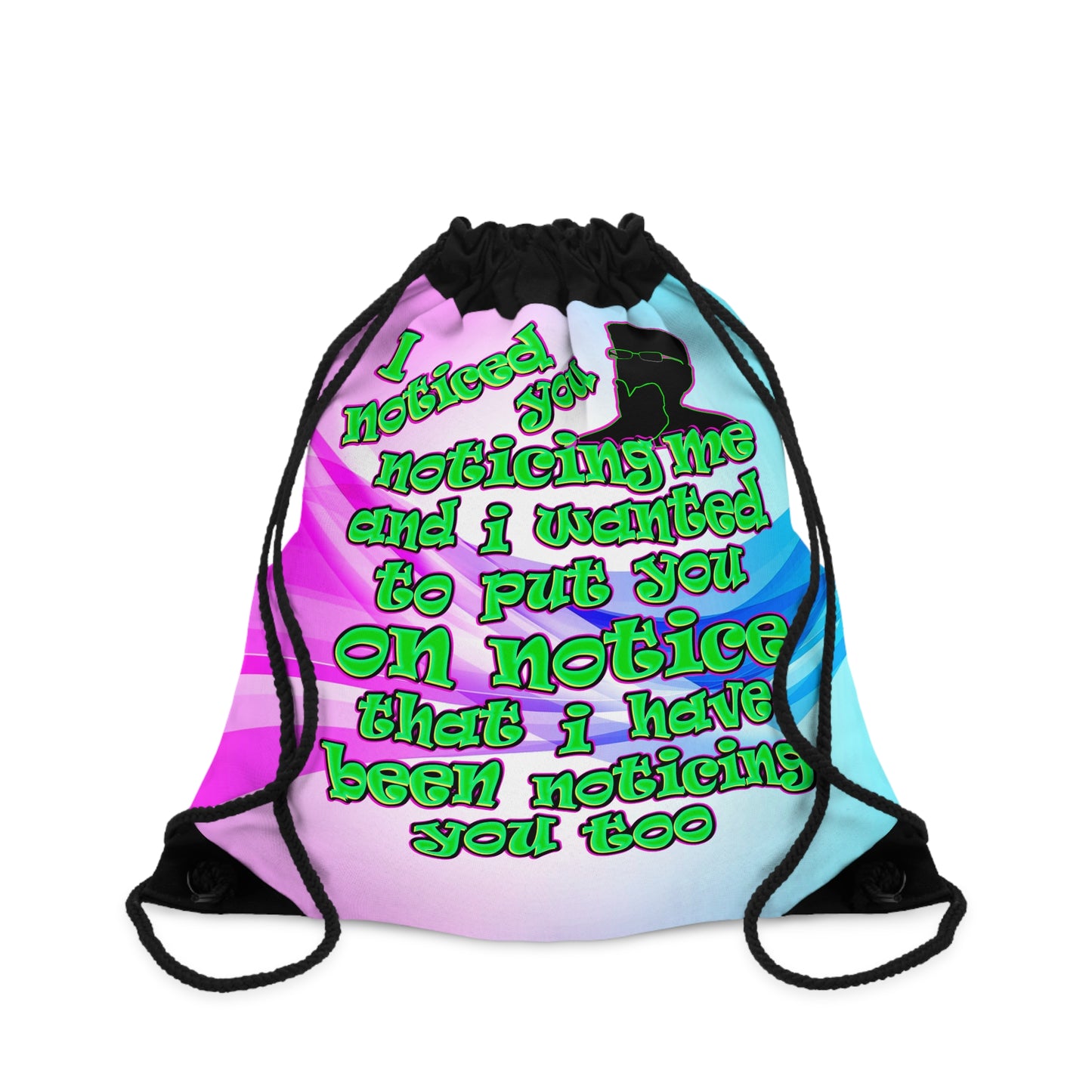 noticed you noticing - Drawstring Bag (light blue-pink wave)
