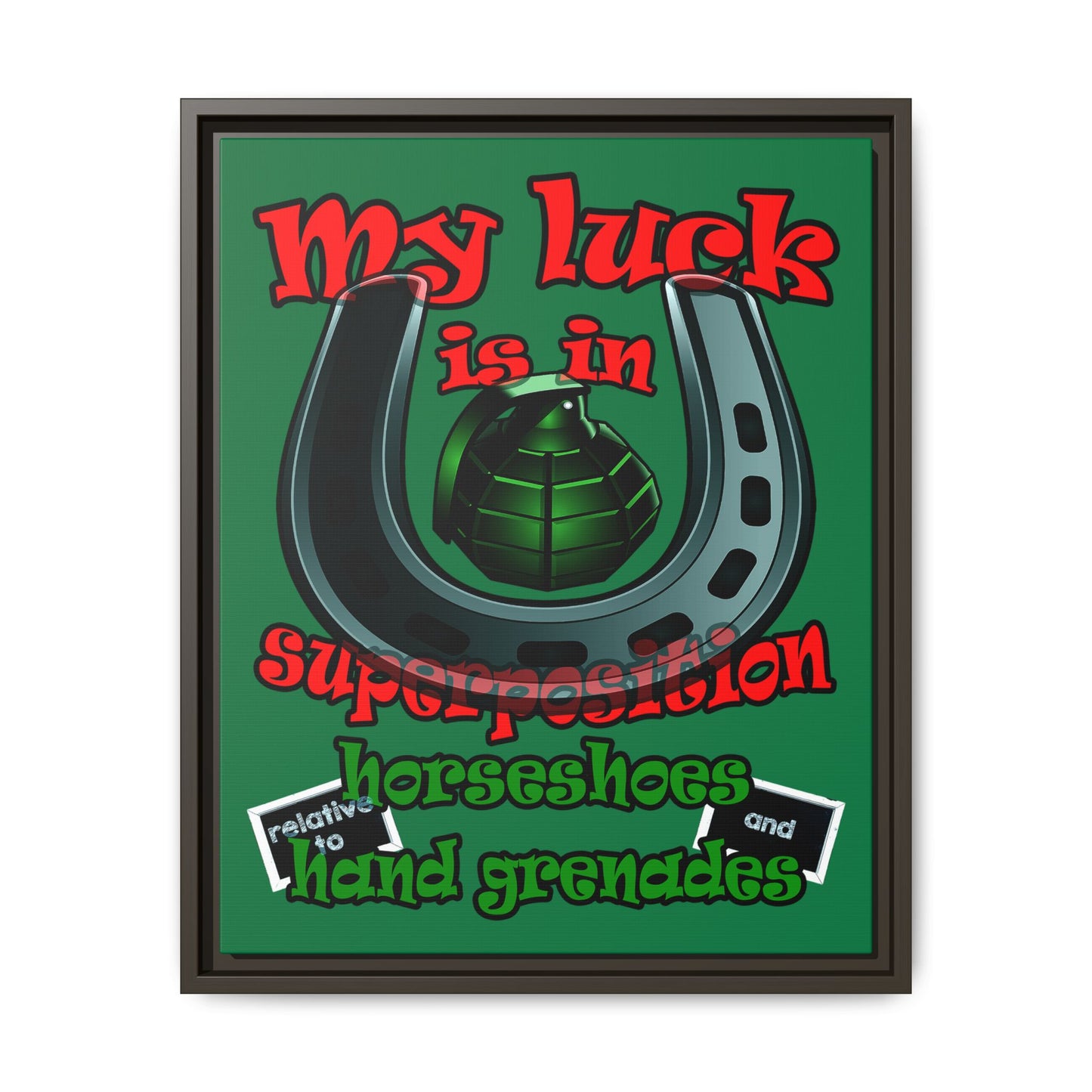 my luck - framed canvas art (dark green)