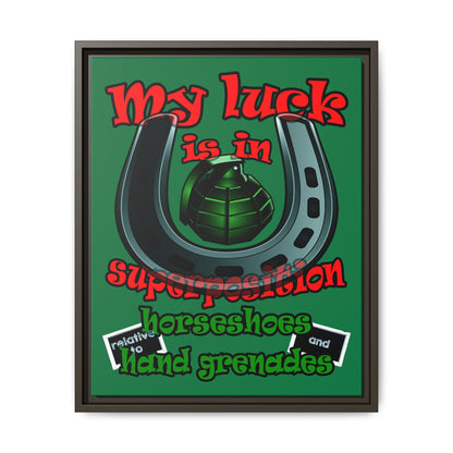 my luck - framed canvas art (dark green)