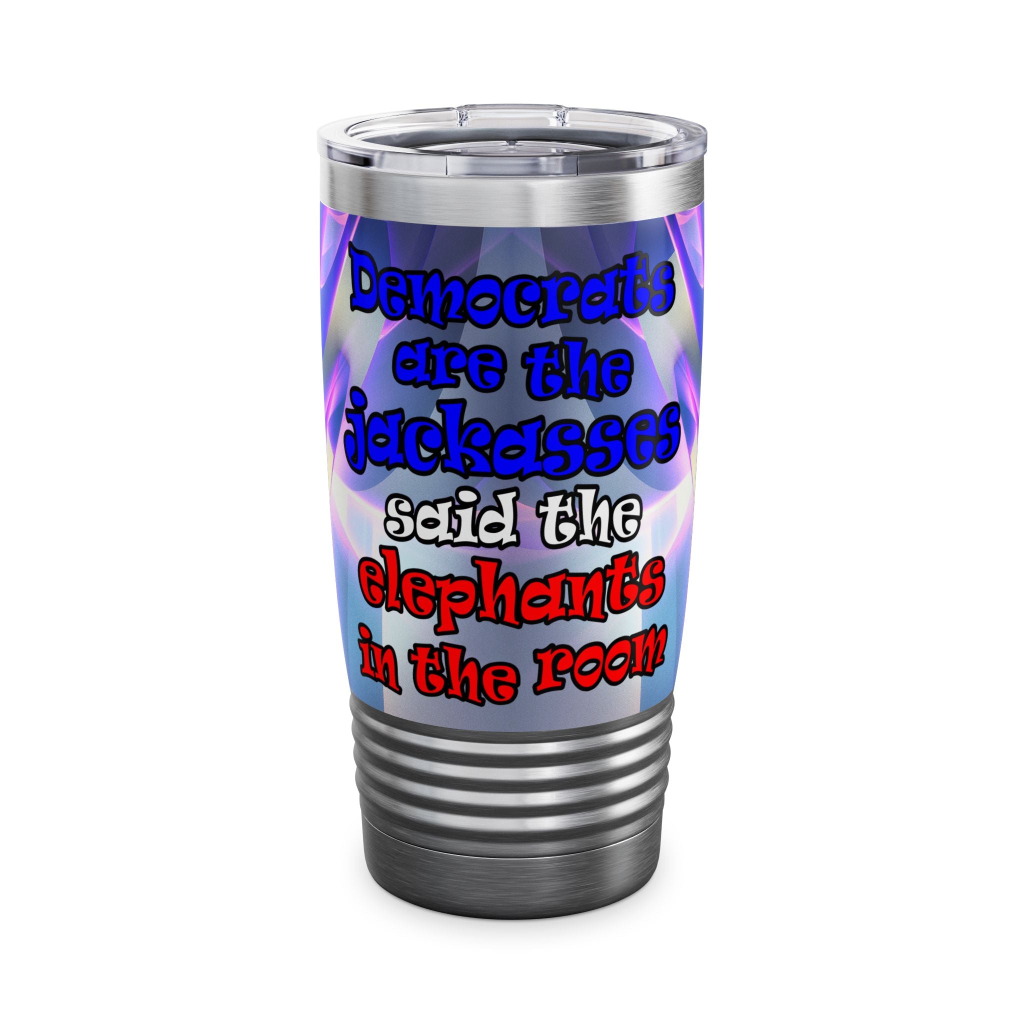 donkeys and elephants - Ringneck Tumbler, 20oz (grey-pink wave)