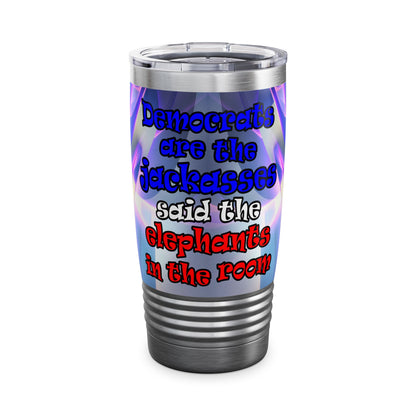 donkeys and elephants - Ringneck Tumbler, 20oz (grey-pink wave)