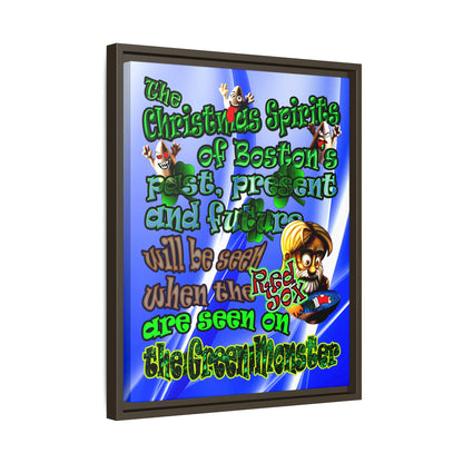 christmas spirits of boston - framed canvas art (blue-white wave)