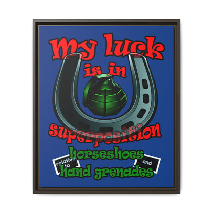 my luck - framed canvas art (dark blue)
