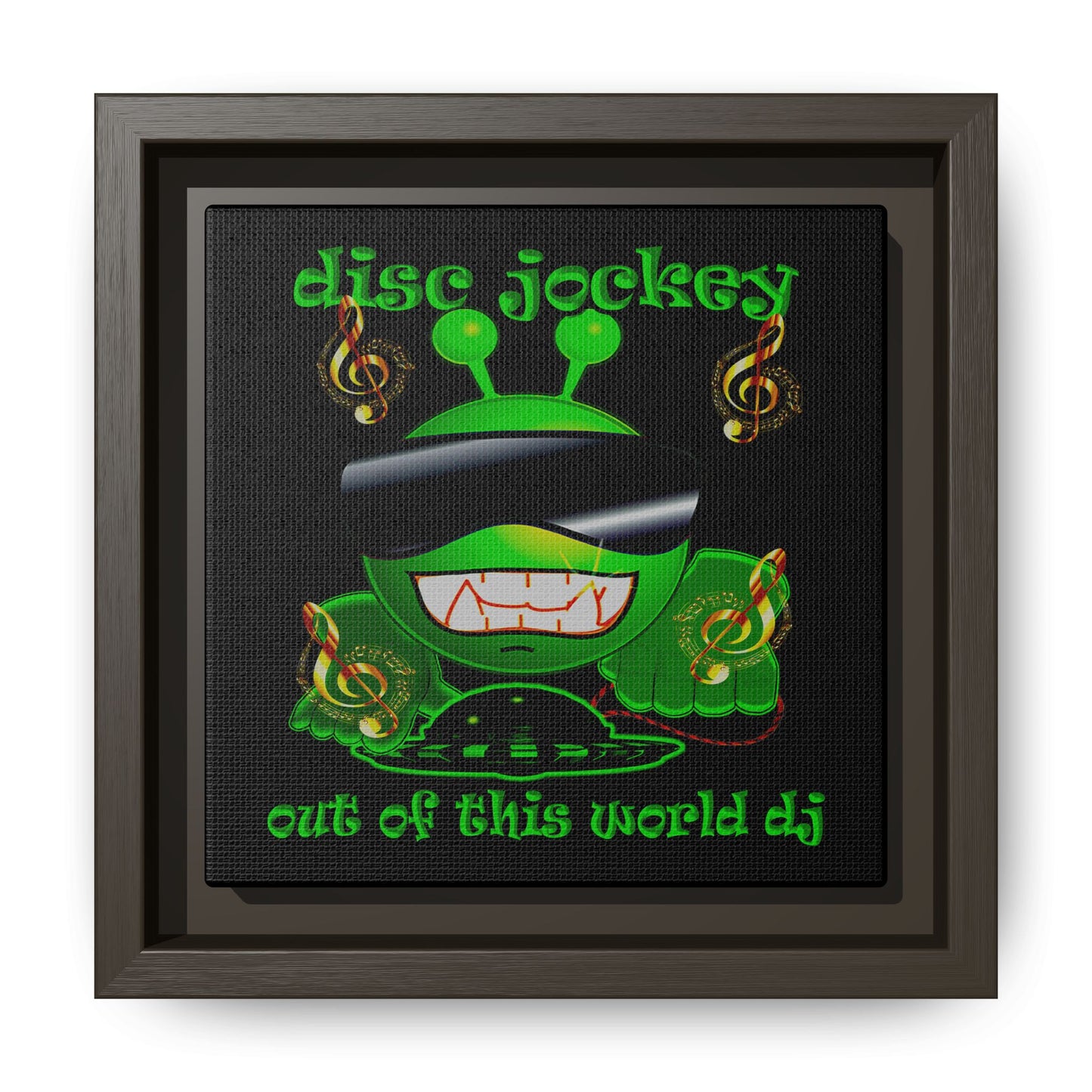 disc jockey - framed canvas art (black)