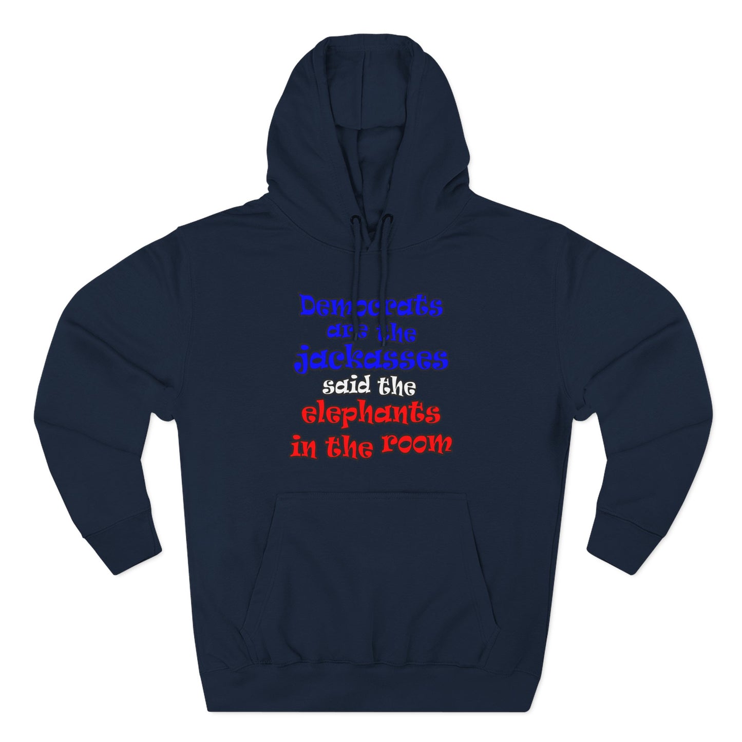 donkeys and elephants - Three-Panel Fleece Hoodie