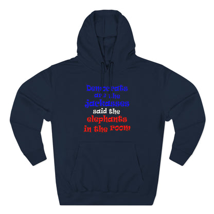 donkeys and elephants - Three-Panel Fleece Hoodie
