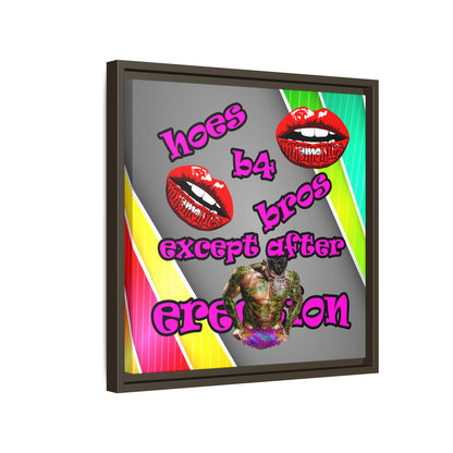 hoes b4 bros - framed canvas art (rainbow split)