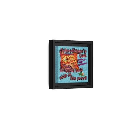 schrodinger's cat - framed canvas art (faded blue)