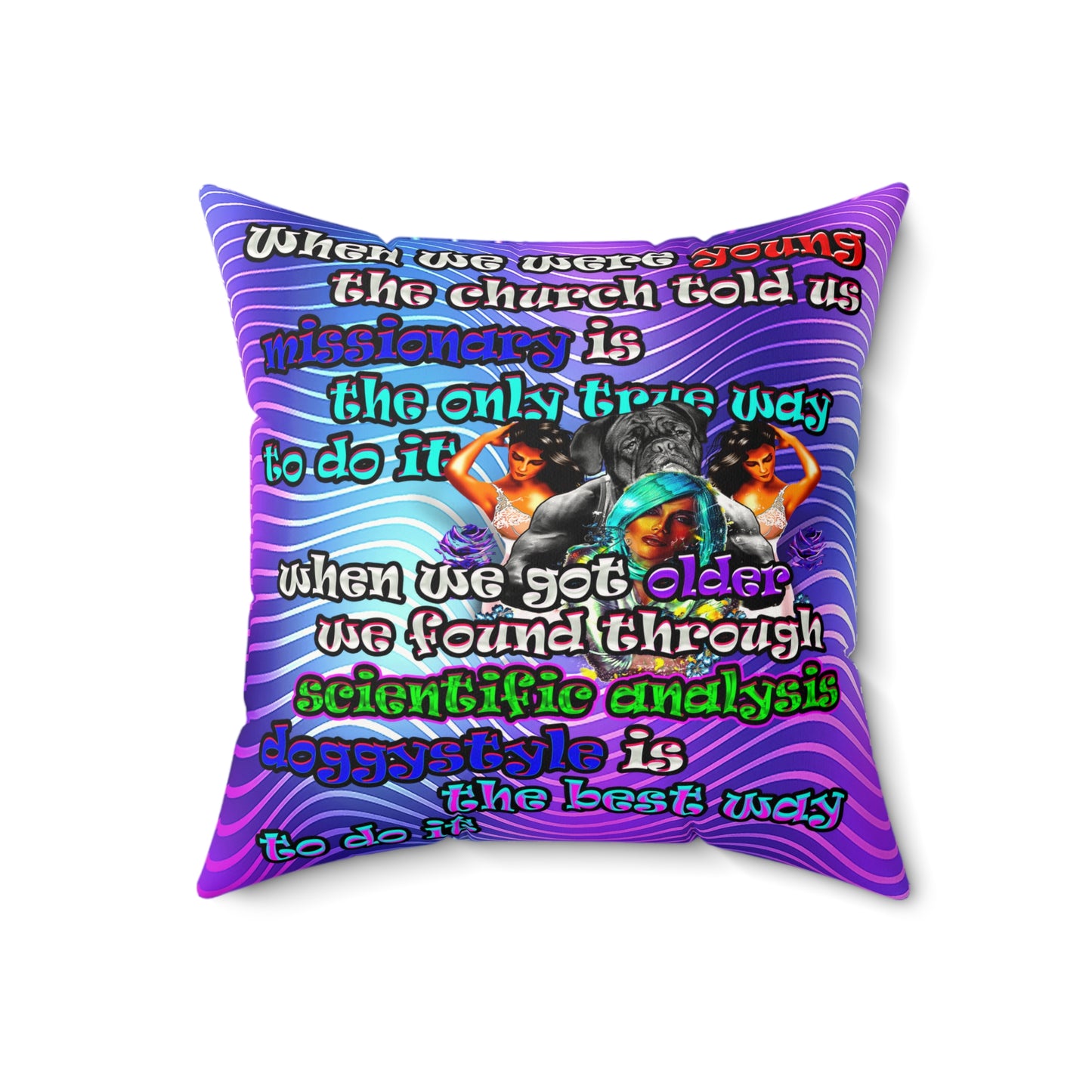 doggystyle - Faux Suede Square Pillow - (purple wave)