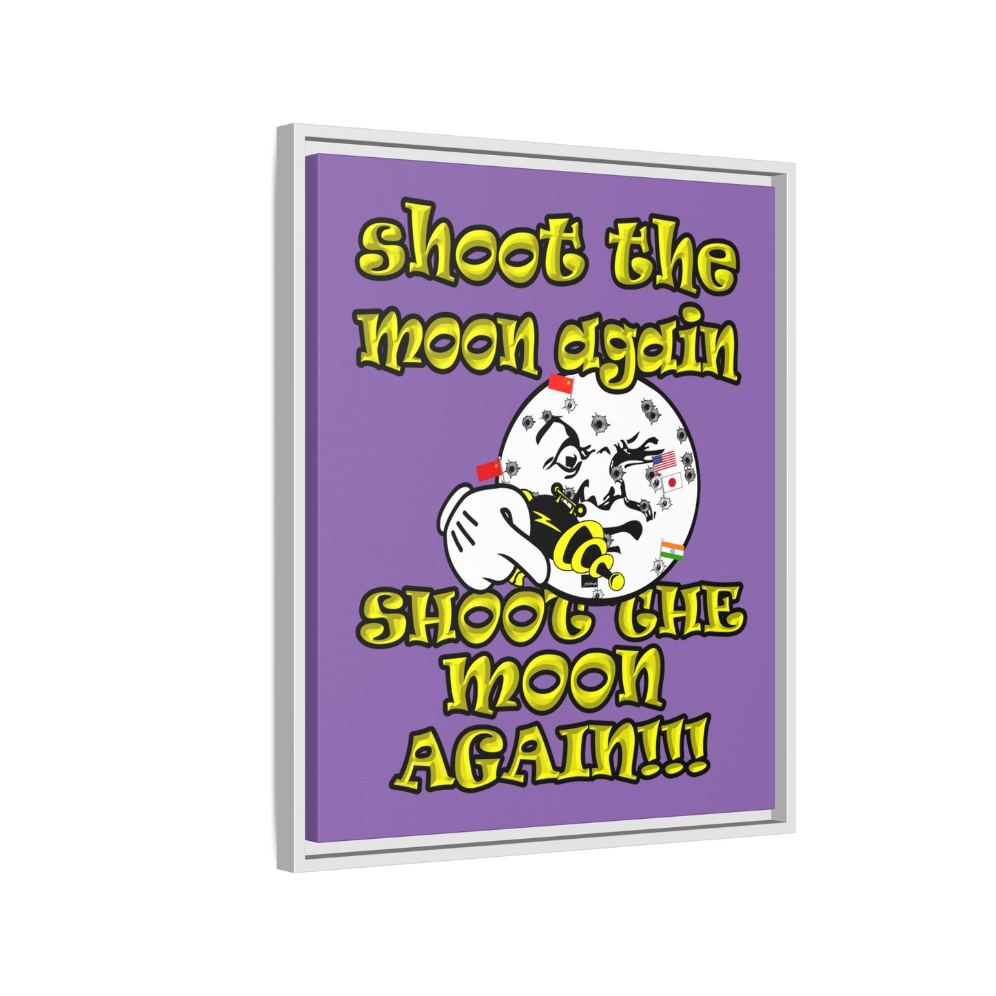 shoot the moon again - framed canvas art (light purple)