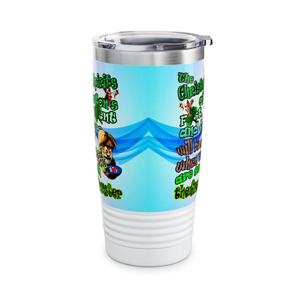 christmas spirits of boston - Ringneck Tumbler, 20oz (light blue-pink wave)