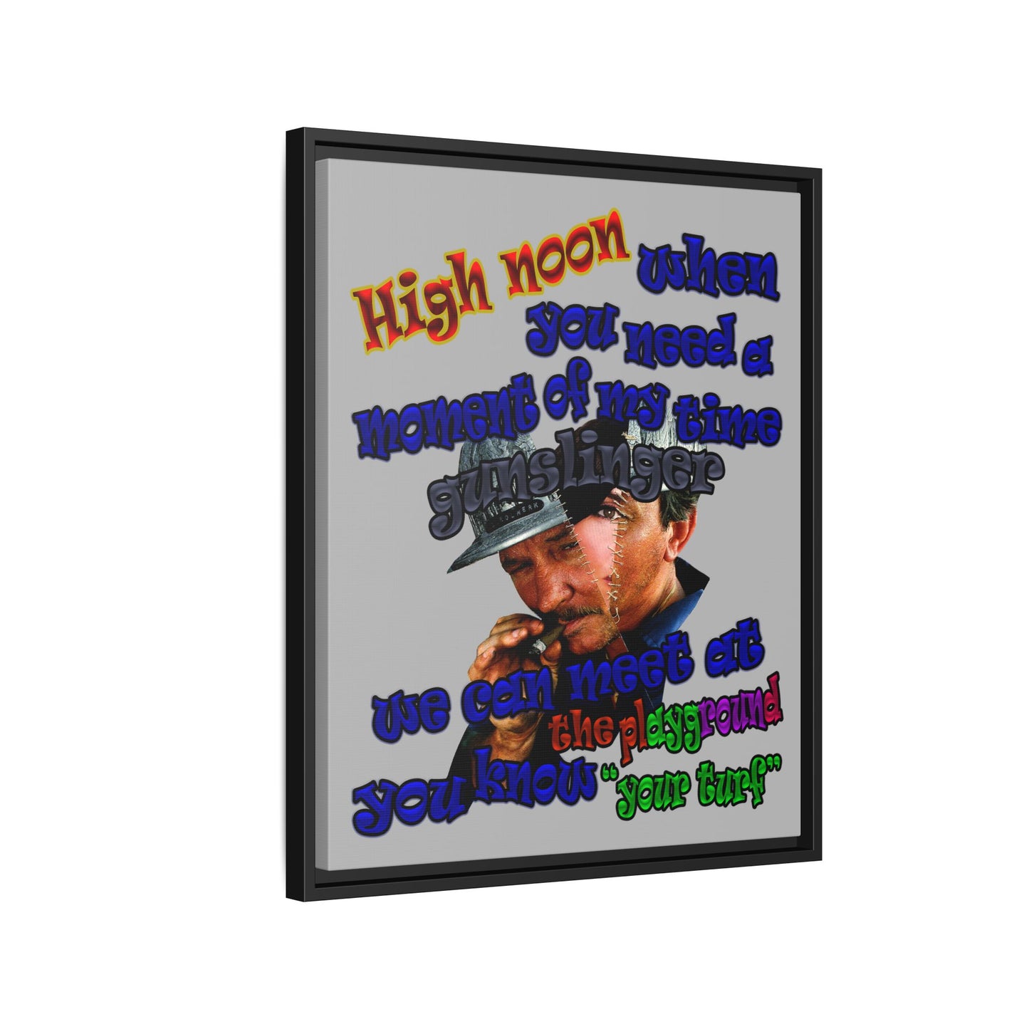 high noon - framed canvas art (light grey)
