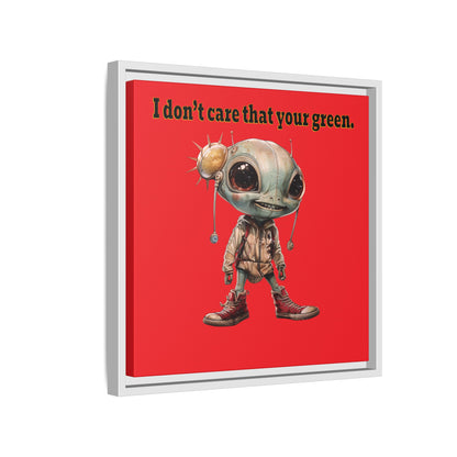 I don't care that your green - framed canvas art (red)