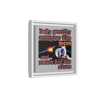 defy conquer reach - framed canvas art (light grey)