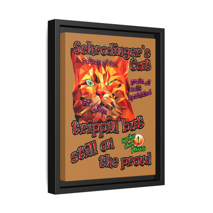 schrodinger's cat - framed canvas art (light brown)