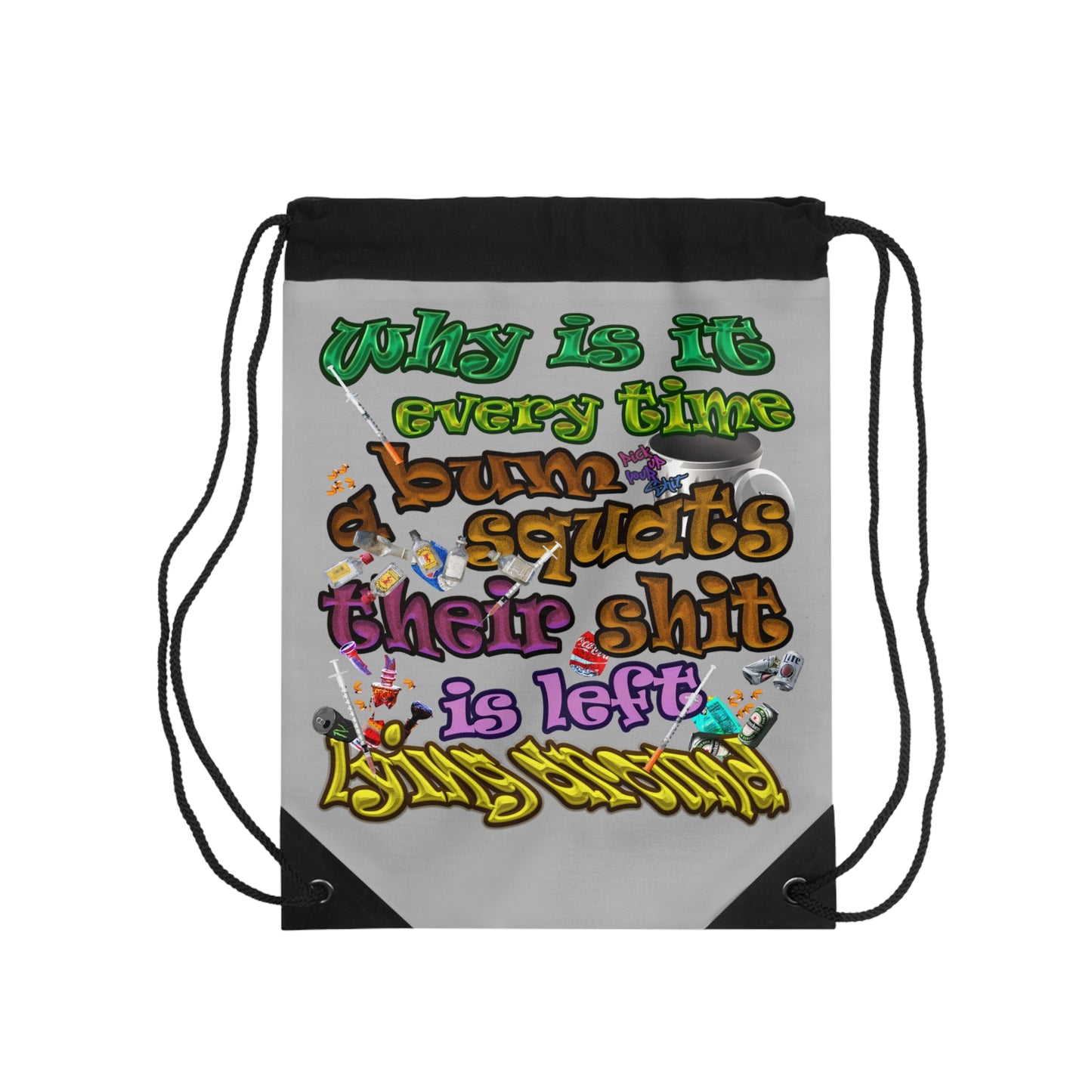 the bum's shit - Drawstring Bag (light grey)