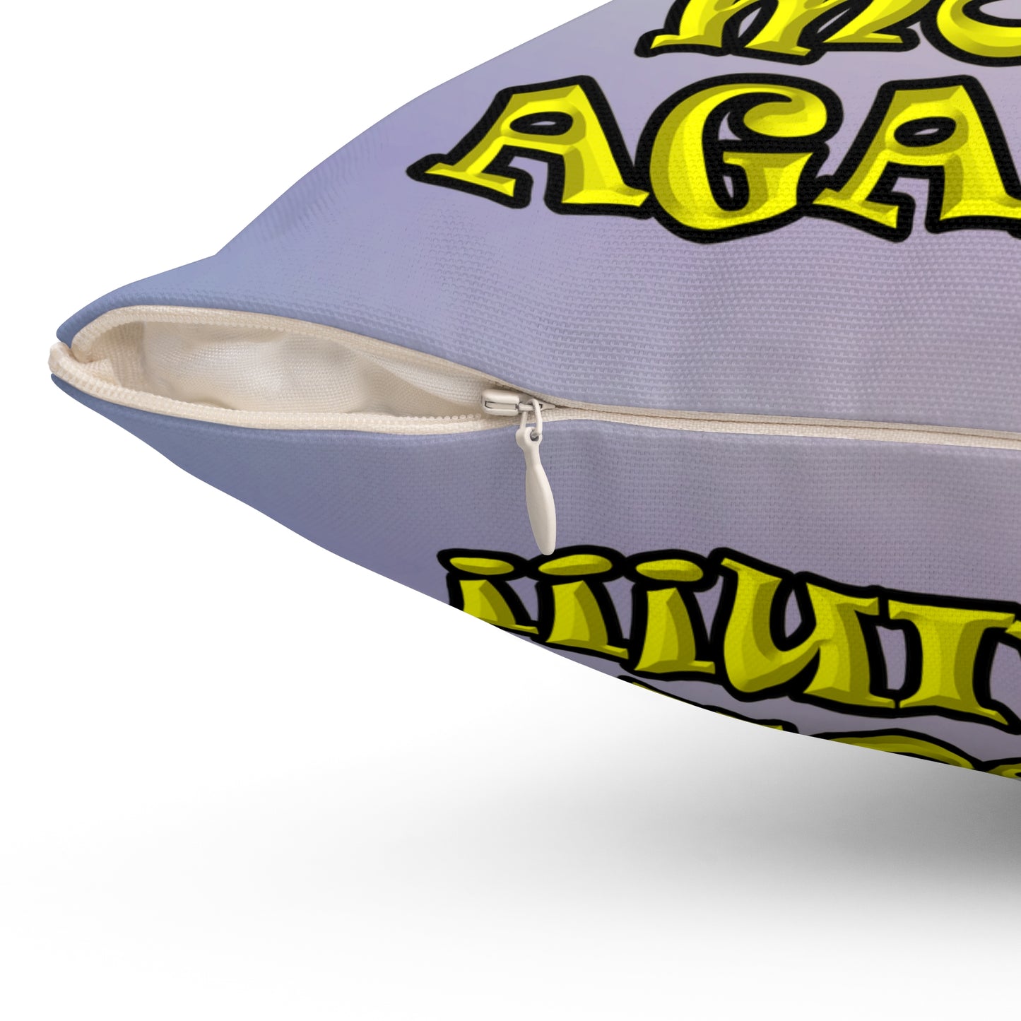 shoot the moon again - Spun Polyester Square Pillow - (light blue-pink wave)