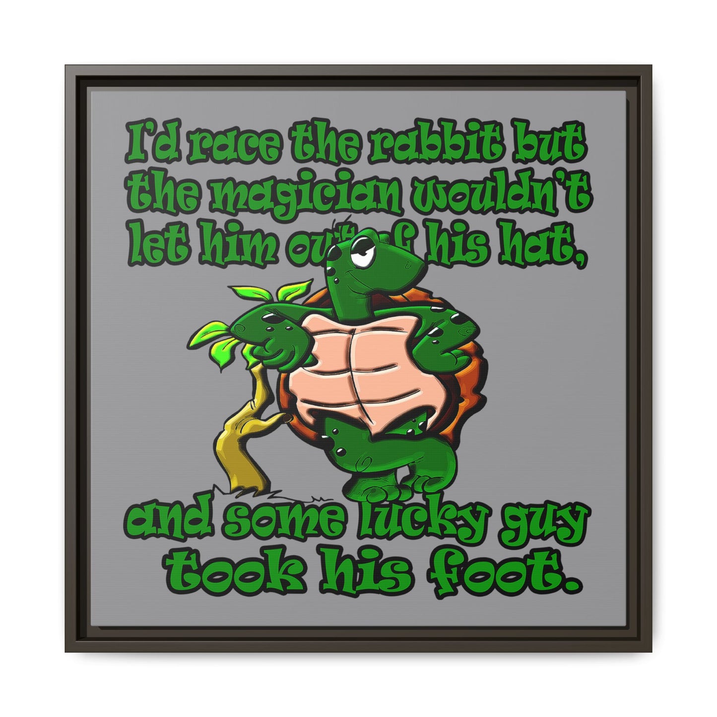 turtle race - framed canvas art (grey)