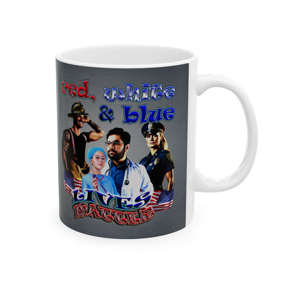 rw&b lives matter - White Mug (grey-light grey)