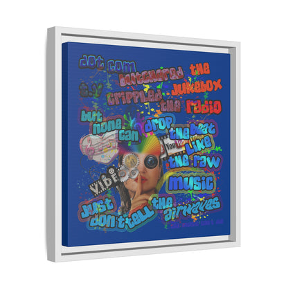 drop the beat - framed canvas art (dark blue)