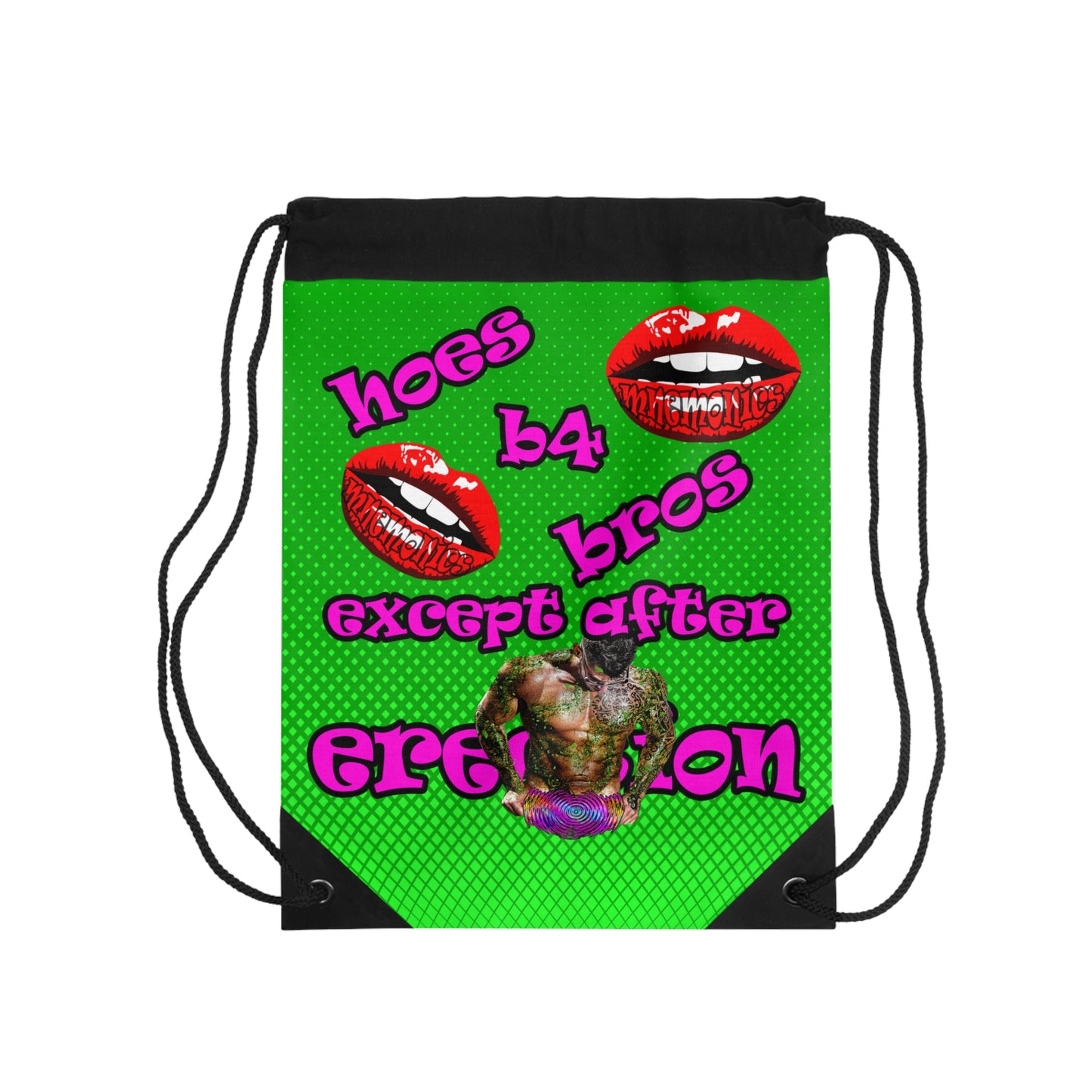 hoes b4 bros - Drawstring Bag (logo green)