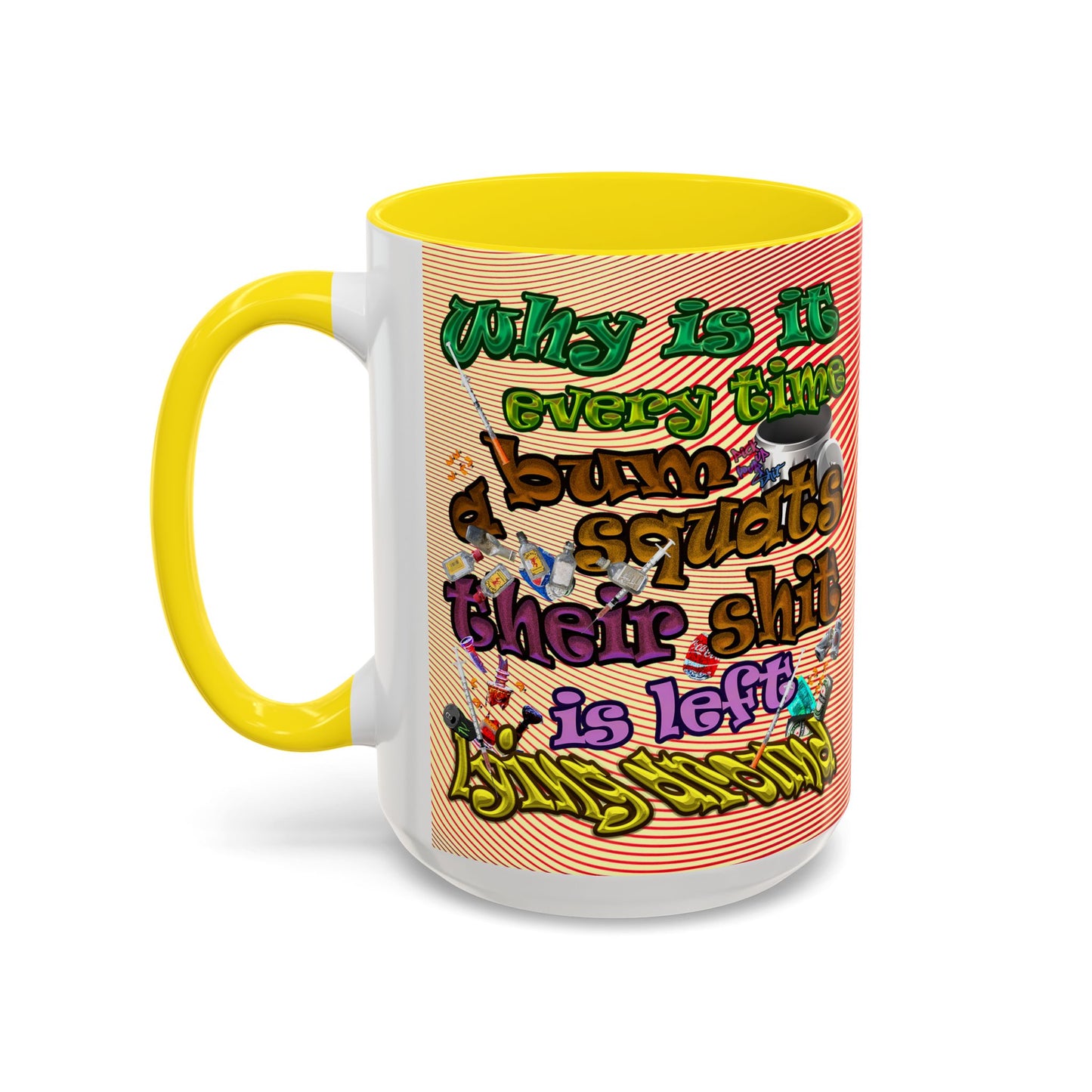 the bum's shit - Accent Mug (yellow-orange wave)