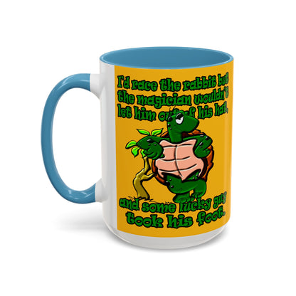 turtle race - Accent Mug (yellow)