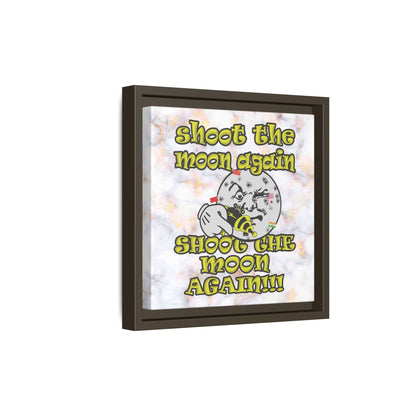 shoot the moon again - framed canvas art (white marble)