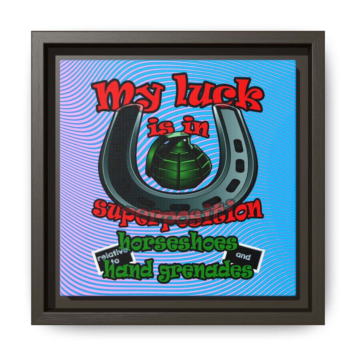 my luck - framed canvas art (light blue-purple wave)