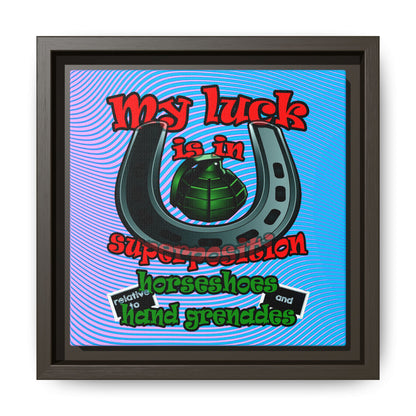 my luck - framed canvas art (light blue-purple wave)
