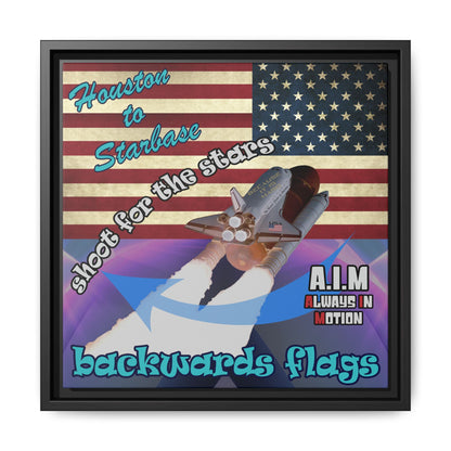 shoot for the stars - framed canvas art (grey-pink wave)