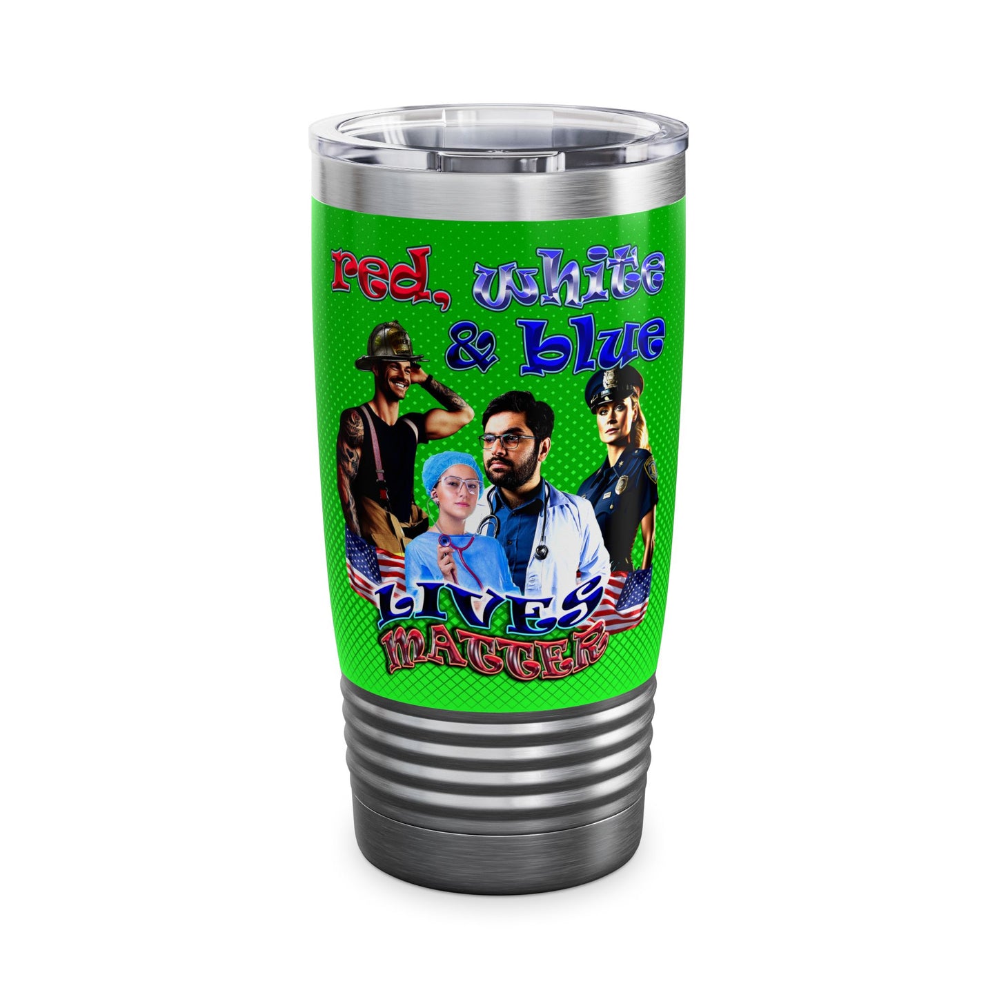 rw&b lives matter - Ringneck Tumbler, 20oz (logo green)