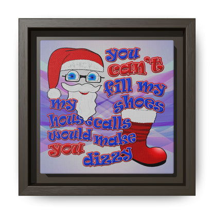 santa's shoes - framed canvas art (light blue-pink wave)