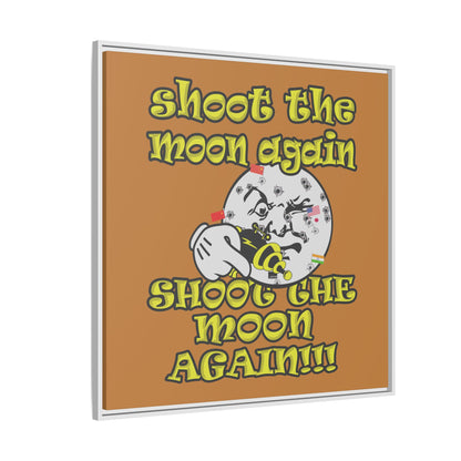 shoot the moon again - framed canvas art (light brown)