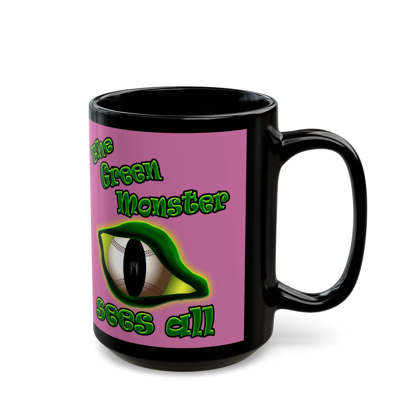green monster - Black Mug (light pink)