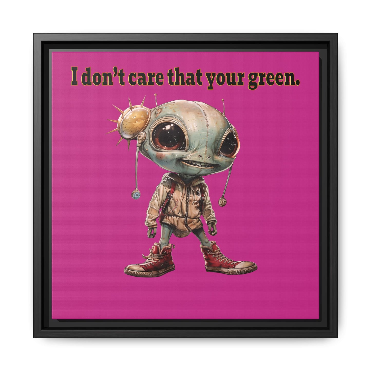I don't care that your green - framed canvas art (pink)