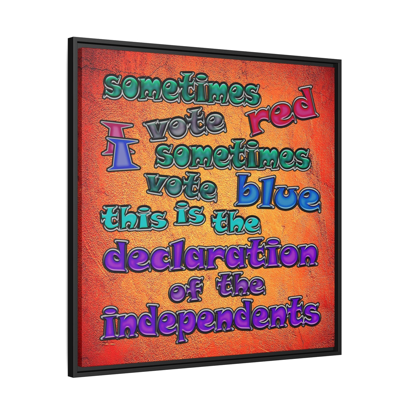 declaration of the independents - framed canvas art (burnt orange)