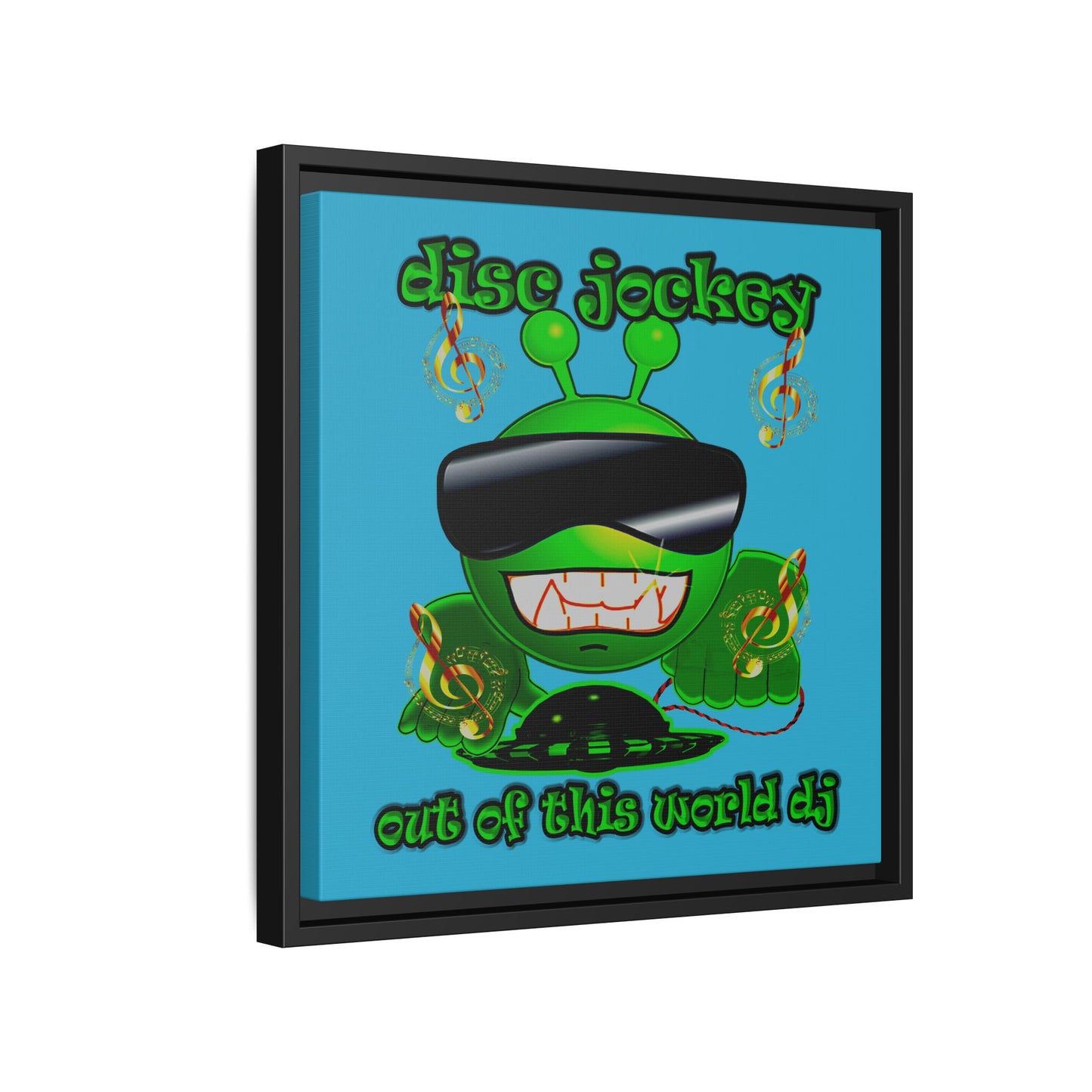 disc jockey - framed canvas art (turquoise)