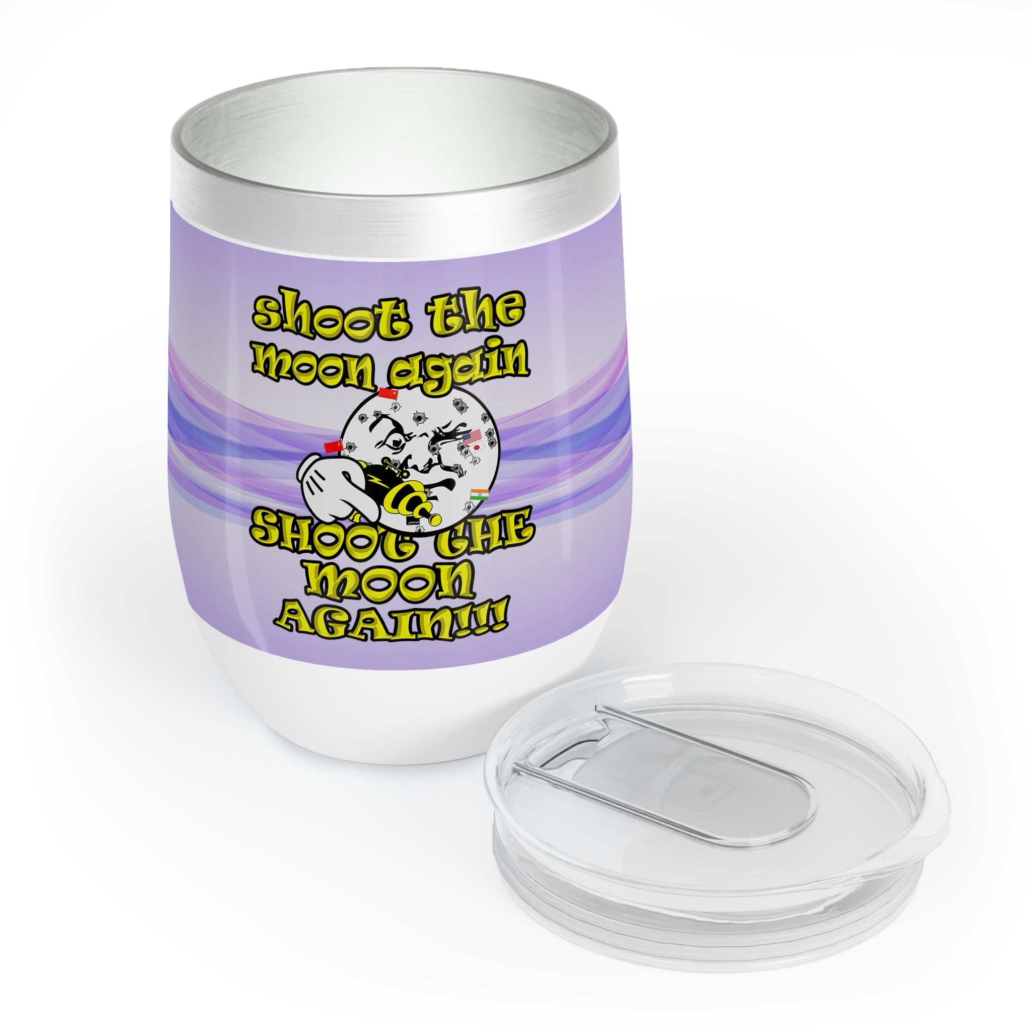 shoot the moon again - Chill Wine Tumbler (light blue-pink wave)