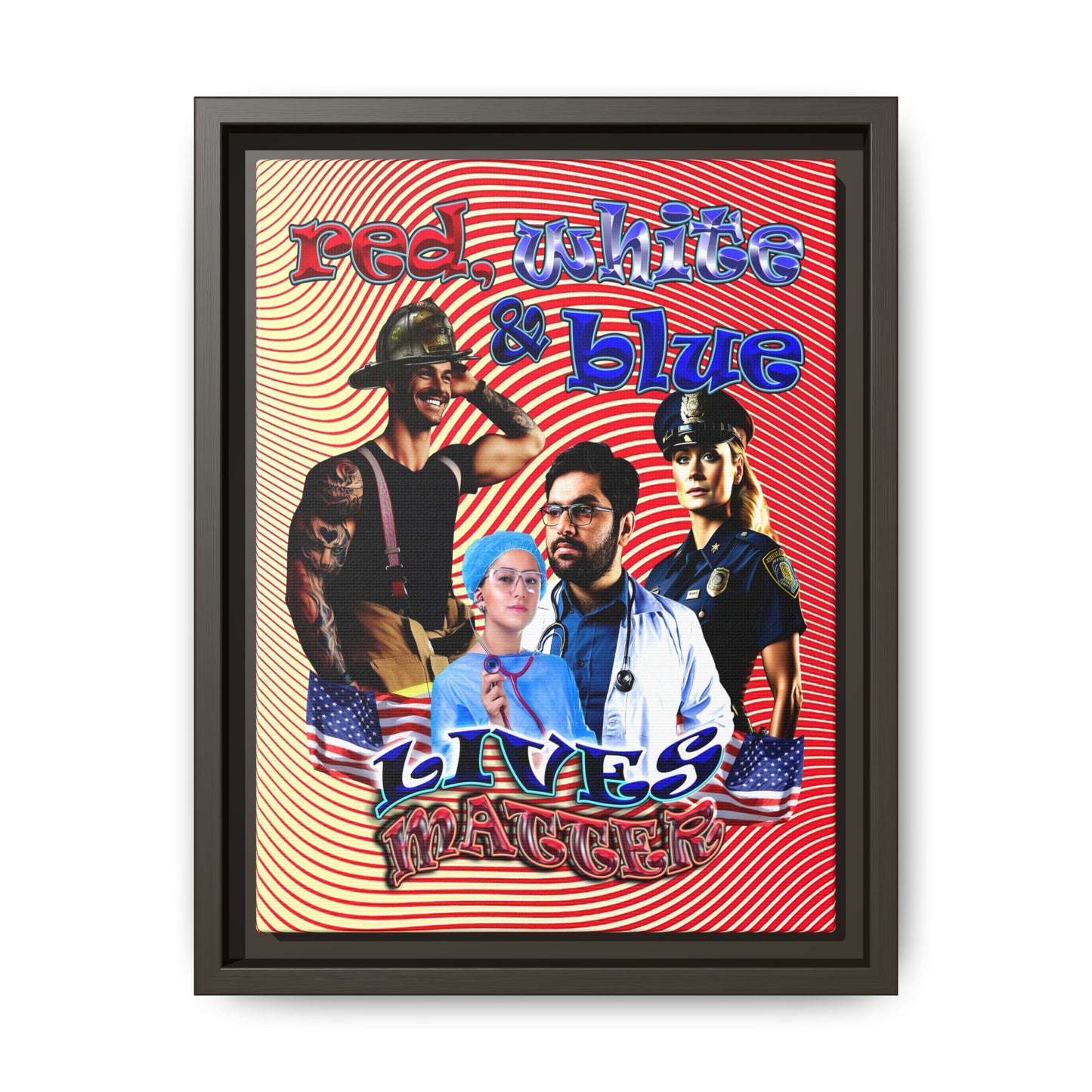 rw&b lives matter - framed canvas art (yellow-orange wave)